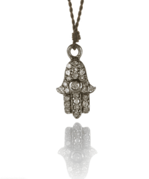 Pave Diamond Hamsa Corded Necklace