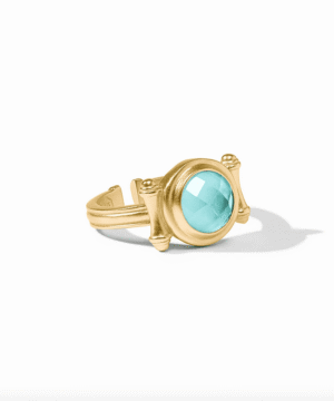 Bamboo Stone Ring - Iridescent Bahamian Blue