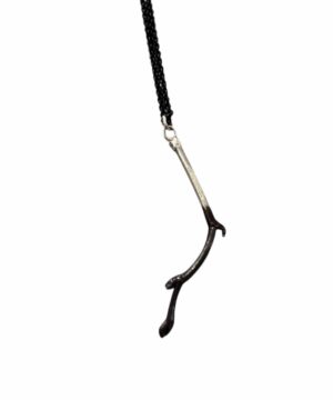 Silver Orchid Necklace w/Patina & Black Chain