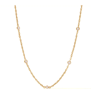 Celeste Delicate Station Necklace Cubic Zirconia Gold