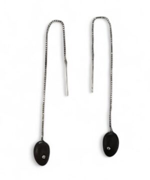 Long Pebble Earrings w/Diamonds