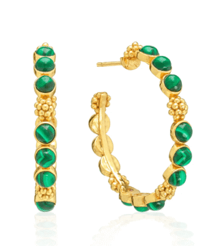 Berry Gem Medium Hoop Earrings - Malachite