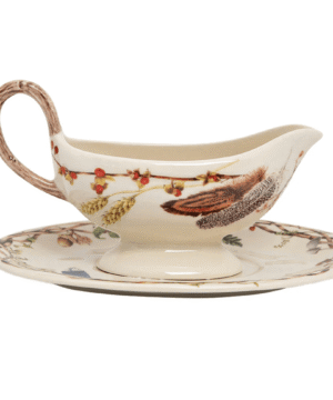 Forest Walk Sauce Boat & Stand 10”L x7.5”Wx5.5"H
