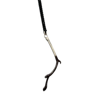 Silver Orchid Necklace w/Patina & Black Chain