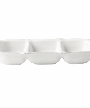 Berry & Thread Three Section Server Whitewash 14”L, 7”W, 2”H