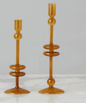 Robbins/Gallo: Glass Candlestick Set/2 Amber