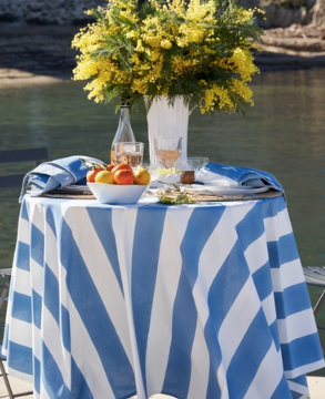 St. Tropez Blue Stripes Tablecloth