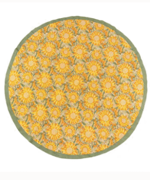 Sunflower Yellow/Green  70'' Round  Tablecloth