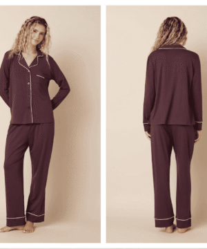 Chocolate Cherry Pima Knit Long-Sleeved Pajama,