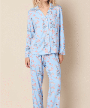 Petals Over Paris Pima Knit Long-Sleeved Pajamas, S